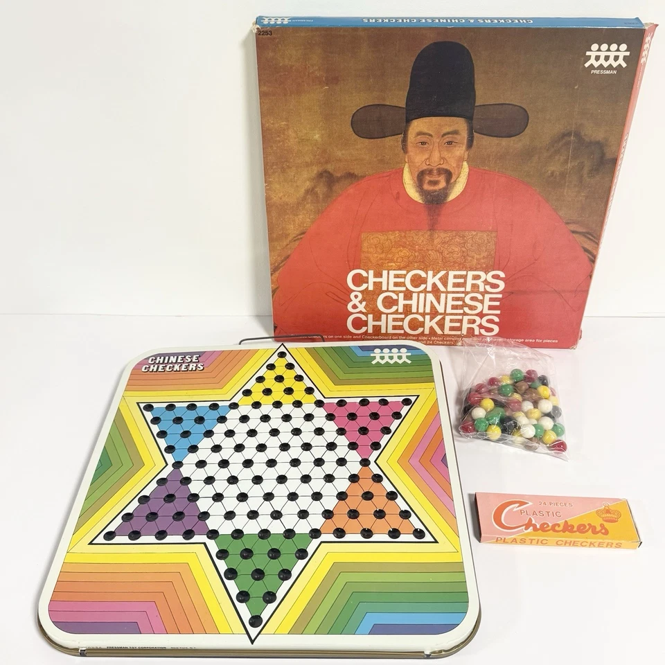 Vintage Pressman Chinese Checkers & Checkers Complete With Sealed Marbles 2253 - Image 1 of 4