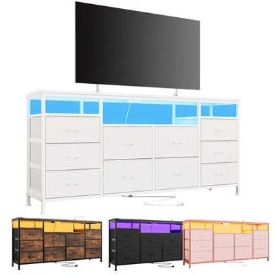 Modern 10 Drawer Storage Dresser Organizer TV Stand for 75" TVs Chest of Drawers - Image 1 of 4