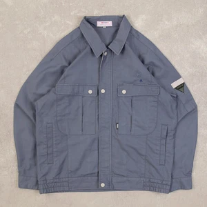 Vintage 90s Collared Workwear Full Zip Jacket L Men's Blue Harrington - Picture 1 of 7