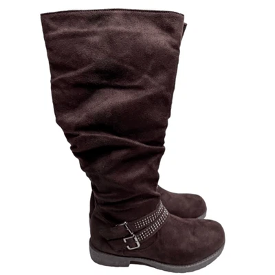 Wanted Boots Womens 5.5 Brown Faux Suede Knee High Studded Detail New - Image 1 of 4