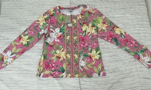 Tommy Bahama Orchid Garden FZ Long Sleeve Rashguard Women's size L - Picture 1 of 11