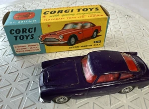 Corgi Toys #218 ASTON MARTIN DB4  Diecast Car VINTAGE Purple in Box (48Q) - Picture 1 of 17