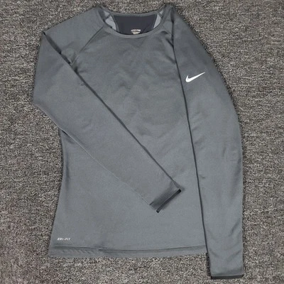 Nike Pro Top Womens Large Gray Dri Fit Base Training Gym Running Workout Stretch - Image 1 of 4