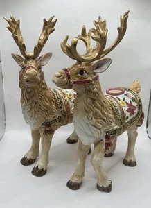 2 FITZ & FLOYD Holiday Father Christmas Rentier Kerzenhalter Vintage Y2K RetiredB - Bild 1 von 13