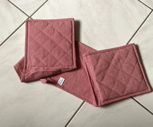 Ofenhandschuh / Backhandschuh in Karo, rot / weiß mit Bauchschutz für 2 Hände - Bild 1 von 2