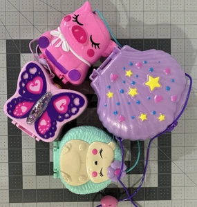 Lot of 4 Polly Pocket Compact Playsets - Mattel 2020 - No Dolls or Accessories - Picture 1 of 16