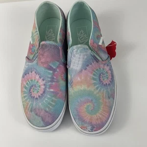 Neu ohne Karton Vans Asher pastellfarbene Batik-Slipper Damengröße 8,5 Turnschuhe pink blau - Bild 1 von 7