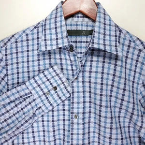 AG Arthur Galan camicia uomo 1 (US S) Dobby check cotone AUS designer casual usata in ottime condizioni - Foto 1 di 8