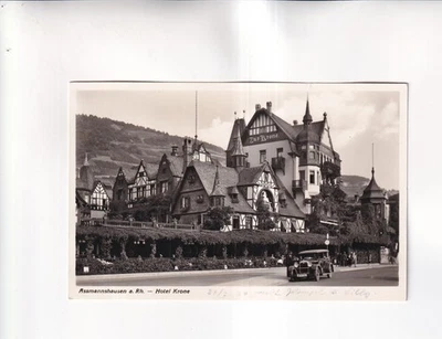 F5264) Tarjeta postal, ASSMANNSHAUSEN a. Rh. - CORONA de hotel con coche anti... - Imagen 1 de 2