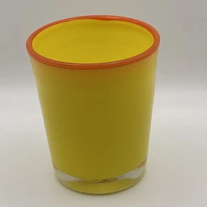 Mundgeblasene ummantelte Glaswaren mit gelbem und orangem Rand Wirbel Pontilmarke Murano? - Bild 1 von 3