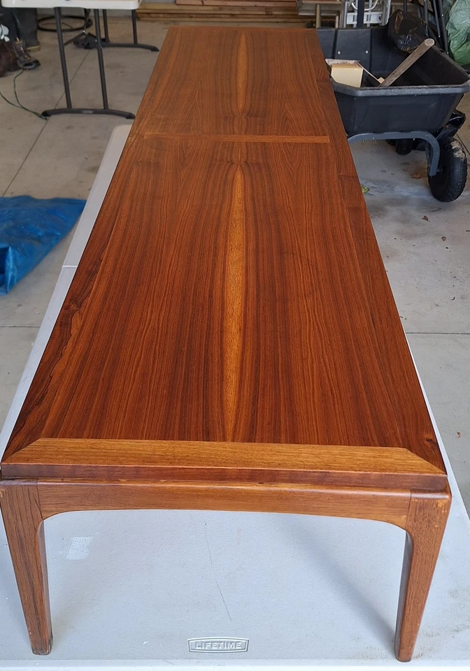 Mesa de centro vintage Lane Rhythm MCM roble 1962 71ʺW × 18ʺD × 14ʺH madera BONITA Foto 1 de 4