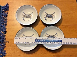 4-brand new Crab Pattern 41/4 enamel bowls- Golden Rabbit-3 have original tags - Picture 1 of 4