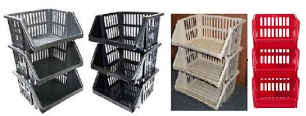 New Plastic Stacking Stackers Storage Baskets Rack Stand 35cm Kitchen Vegetable - Image 1 of 1