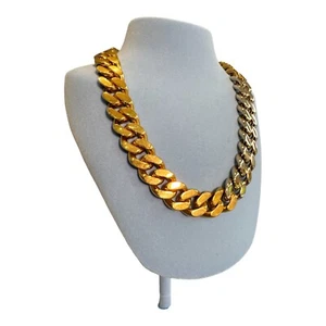 Collana Saint Laurent YSL maglia cubana cordino catena bicolore oro pesante - Foto 1 di 16