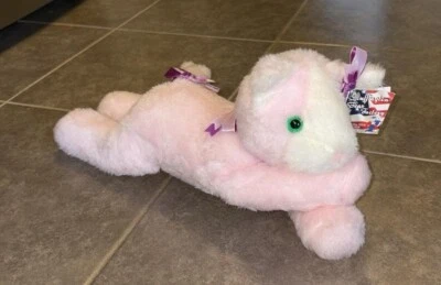 Juguete de peluche vintage Stuffington Bear Factory rosa pastel gato 16" Foto 1 de 3