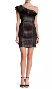 J. Crew One-Shoulder Eyelet Dress Black Size 10 - Picture 1 of 3