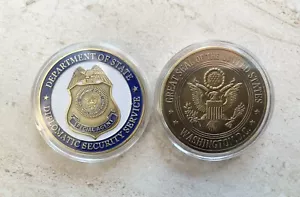 DIPARTIMENTO DI STATO-USA Servizio di Sicurezza Diplomatica Bronzo Placcato-Moneta Sfida - Foto 1 di 2