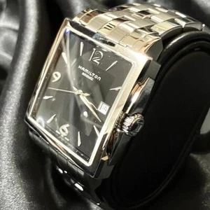 Hamilton Jazzmaster Square Auto Black Good Condition Rare Automatic Winding - Picture 1 of 14