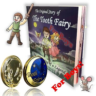 FOR BOYS!  Tooth Fairy Gift Set Gold Coin And Tooth Fairy Book • 13.99$