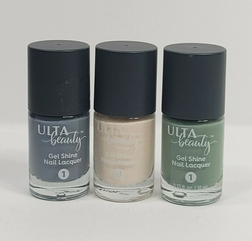 Paquete de 3 esmaltes de uñas Ulta Beauty Gel Shine 0,33 OZ Gris, beige, verde.  Foto 1 de 1