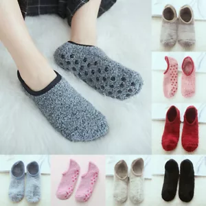 Mens Women Winter Warm Non-slip Home Thick Fleece Bed Slipper Floor Ankle Socks - Picture 1 of 21