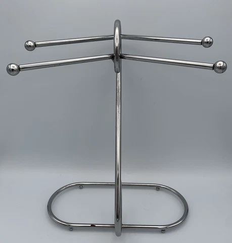 Vintage Chrome Mid Mod Handtowel / Jewelry Holder Counter Top Cover