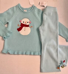 NWT Girls 3 Gymboree COZY CUTIE Cotton/Poly Fleece RUFFLE SWEATER & PANTS 2pc - Picture 1 of 5