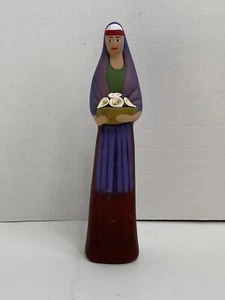 Mexican Art Pottery Statue Las Marias Holding Lillies Hand Painted Made Mexico - Picture 1 of 7