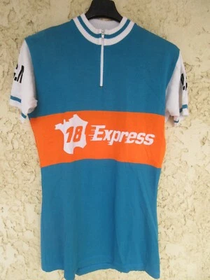 Maillot cycliste U.C.M MEHUN 18 EXPRESS vintage années 70 laine shirt jersey M/L - Photo 1/4