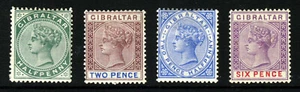 GIBRALTAR Queen Victoria 1898 Reissued Wmk Crown CA Group SG 39 to SG 44 MINT - Picture 1 of 2