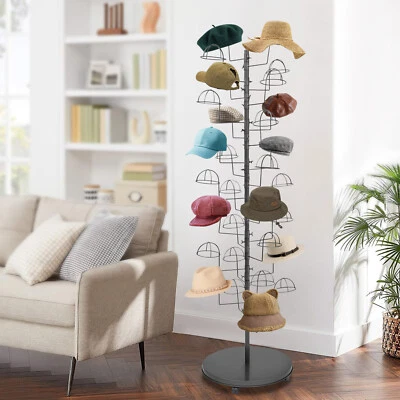 Metal Hats Display Stand Freestanding Hat Rack Hat Storage Stand With 30 Hooks - Image 1 of 4