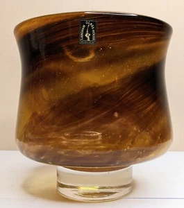 Langham Glass Flower Bowl Candle Holder Vortex Design Vintage Retro Art Glass - Picture 1 of 8