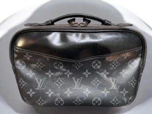 LOUIS VUITTON Monogram Eclipse Bum Bag Hand Black M42906 MB0174 Authentic JUNK - Picture 1 of 24