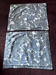 Ralph Lauren Blue & White Paisley Print Standard Pillow Shams Pair of 2 - Picture 1 of 11