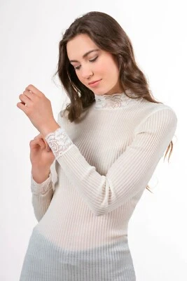 Top EGI Exclusivo Mezcla Lana Acanalado Manga Larga Cuello Simulado. Hecho en Italia (304) Foto 1 de 4