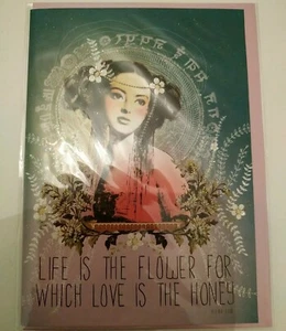 Papaya Art "Life Is The Flower" Birthday Greeting Blank Card - Picture 1 of 2