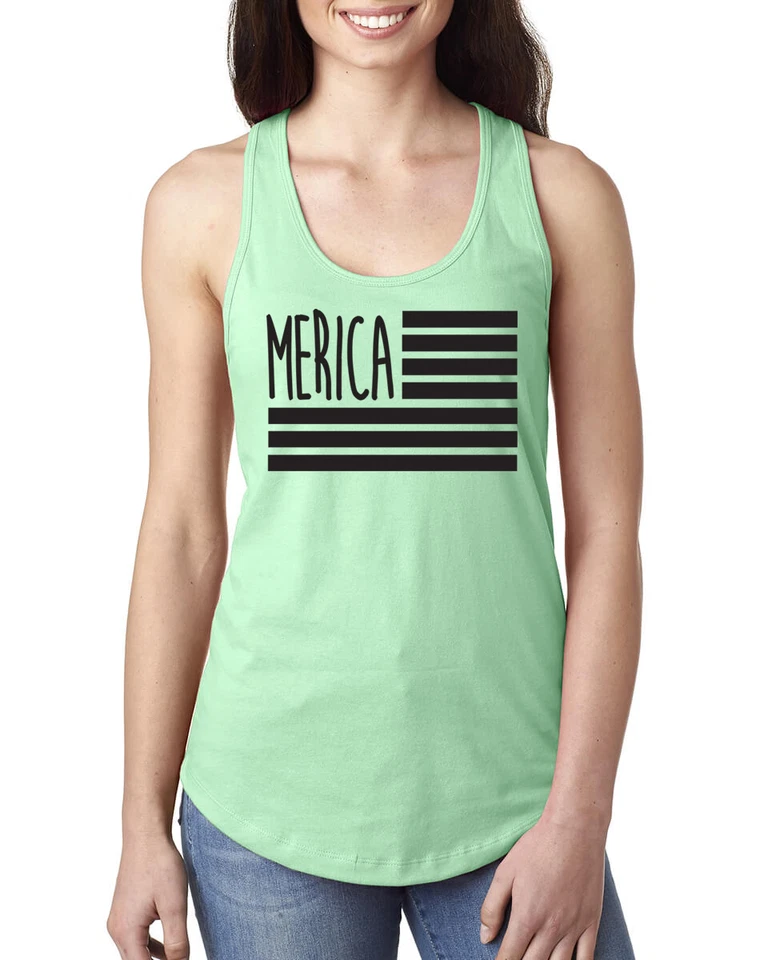 MERICA USA Celebrate Fireworks Star Stripes Beer Flag Women's Racerback Tank Top - Image 1 of 1