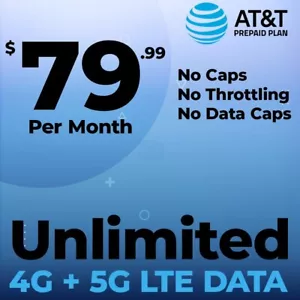 Unlimited Internet Data Plan AT&T Activated Sim Card 5G 4G LTE Hotspot Fastest - Picture 1 of 2