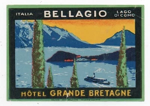Wunderschöner 20er Jahre Kofferaufkleber Hotel Grande Bretagne Bellagio Italien - Bild 1 von 1