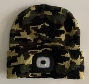 Gorro LED Luz Recargable Invierno Cálido Tejido Faro Gorra Camuflaje - Imagen 1 de 1