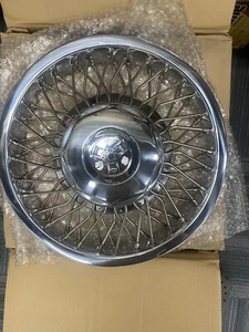 Vintage Aftermarket Chrome Hubcap Wire Spoke Wheel Covers 14" NEW - NEVER USED - Picture 1 of 11