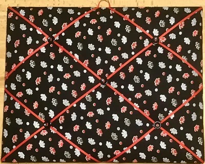 French Bulletin Board Photo Memo Board Black Dog Paw Print 11 x 14 inches - Image 1 of 3