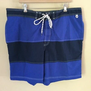 Pantalones cortos de natación Lands' End para hombre XXL azul real azul marino forro de malla a rayas anchas - Imagen 1 de 6