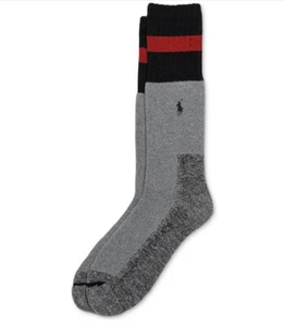 NEW MENS STRIPE CUFF UTILITY SOCKS POLO RALPH LAUREN COTTON GREY LARGE - Picture 1 of 1