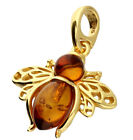 Sterling Silver Amber Bee Pendant And Chain UK Supply Free Box Supports Charity