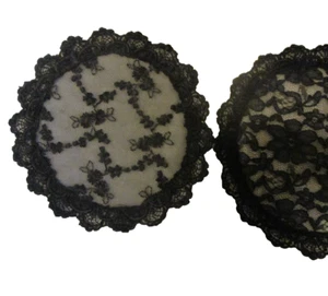 Black lace Mantilla-style Dollie Prayer 4 Veils 2 Black 2 White Handmade Pa - Picture 1 of 4