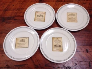 4 Restoration Hardware 2003 French Wine Label Cheese Dessert Salad Plates 8" Set - Picture 1 of 7