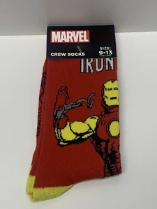 Marvel Comics Iron Man Avengers Novelty Crew Socks Mens Size 6-12 Unisex NWT - Picture 1 of 2