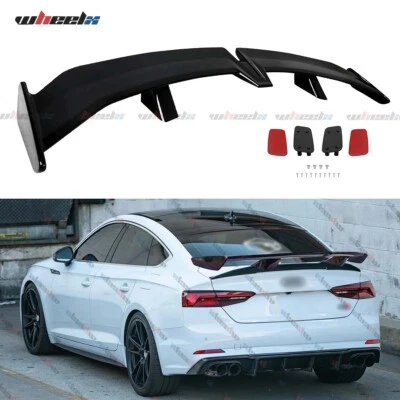 For Audi A3 A4 S3 S4 RS3 55" GT Style Rear Trunk Spoiler Racing Wing Gloss Black - Image 1 of 4