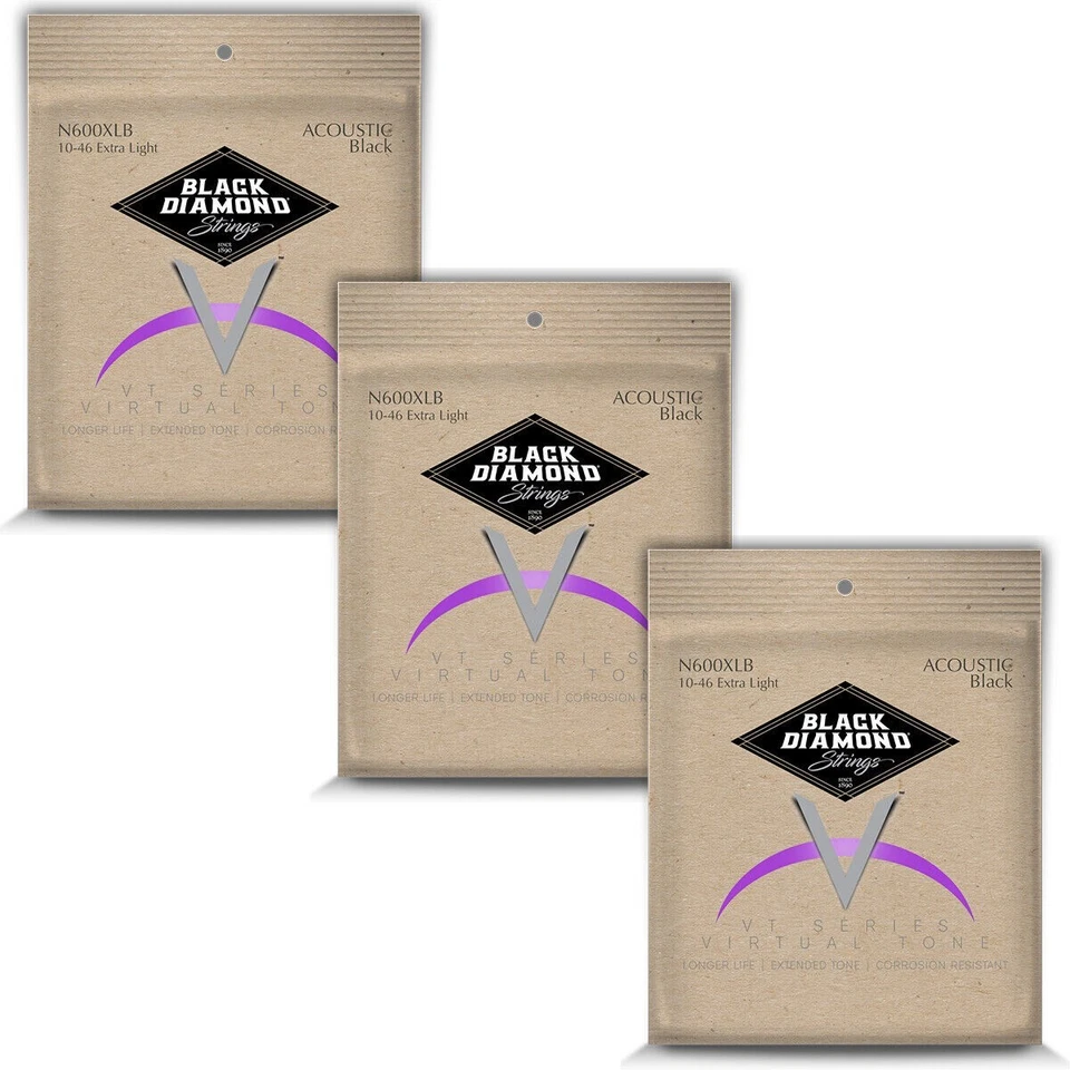 Black Diamond Coated Phosphor Bronze Acoustic X-light Strings N600XLB